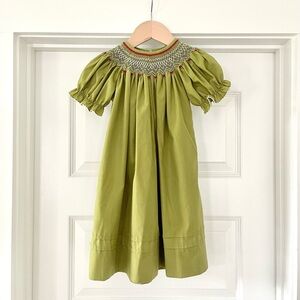 Le’ Za Me Toddler Green Smocked Formal Dress